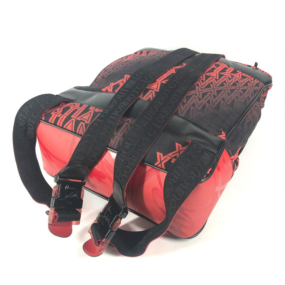 Christian Louboutin Backpack, Two-Way Design, All-Over Print, Nylon/Leather, Men's, Black