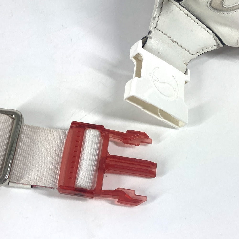 Christian Louboutin マリージェーン ロゴ メッシュ カバン ベルトバッグ クロス ショルダーバッグ ボディバッグ レザー ユニセックス ホワイト - brandshop-reference