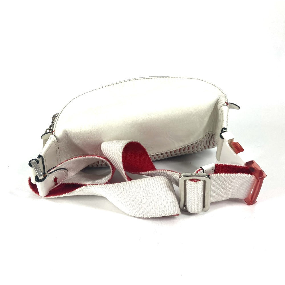 Christian Louboutin マリージェーン ロゴ メッシュ カバン ベルトバッグ クロス ショルダーバッグ ボディバッグ レザー ユニセックス ホワイト - brandshop-reference