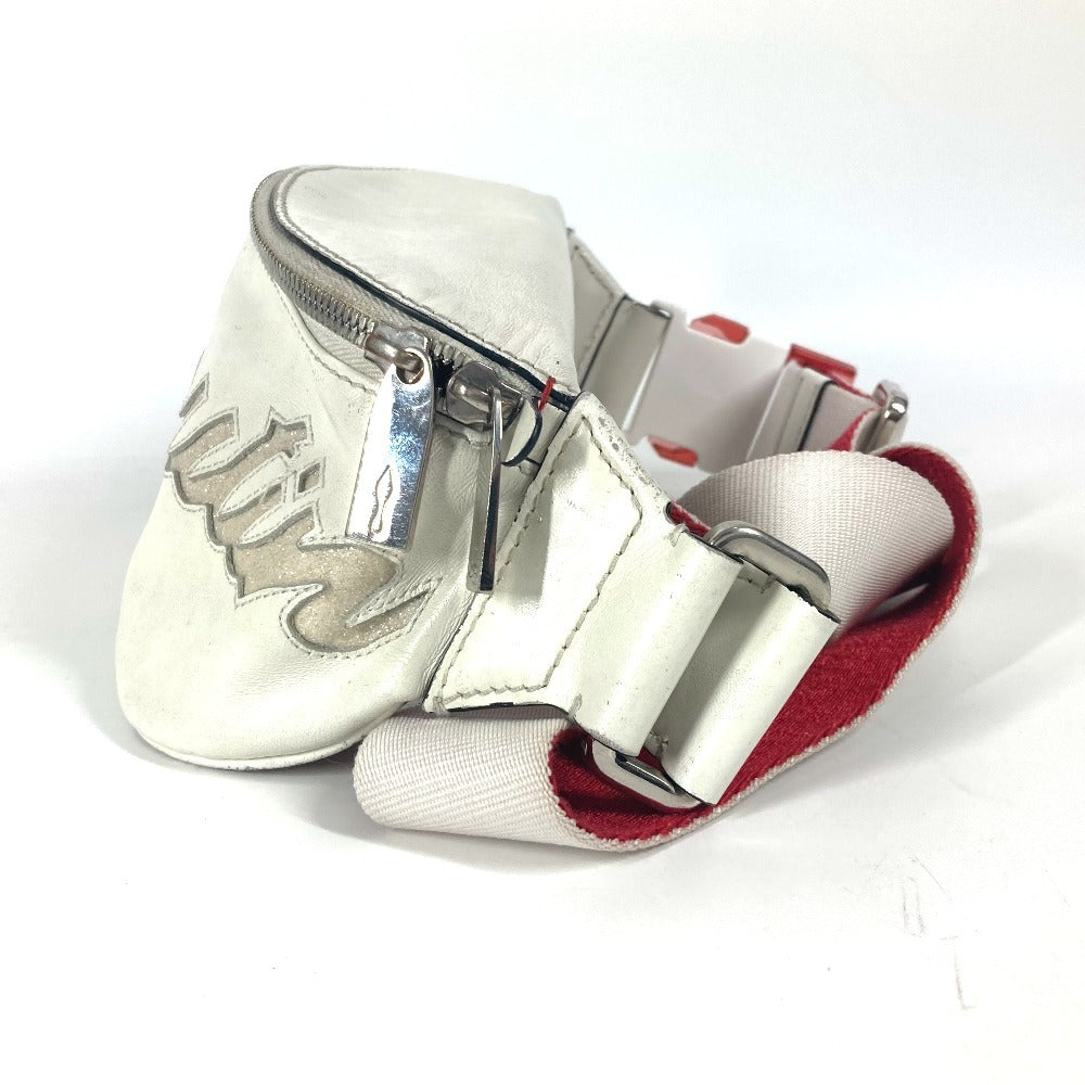 Christian Louboutin マリージェーン ロゴ メッシュ カバン ベルトバッグ クロス ショルダーバッグ ボディバッグ レザー ユニセックス ホワイト - brandshop-reference