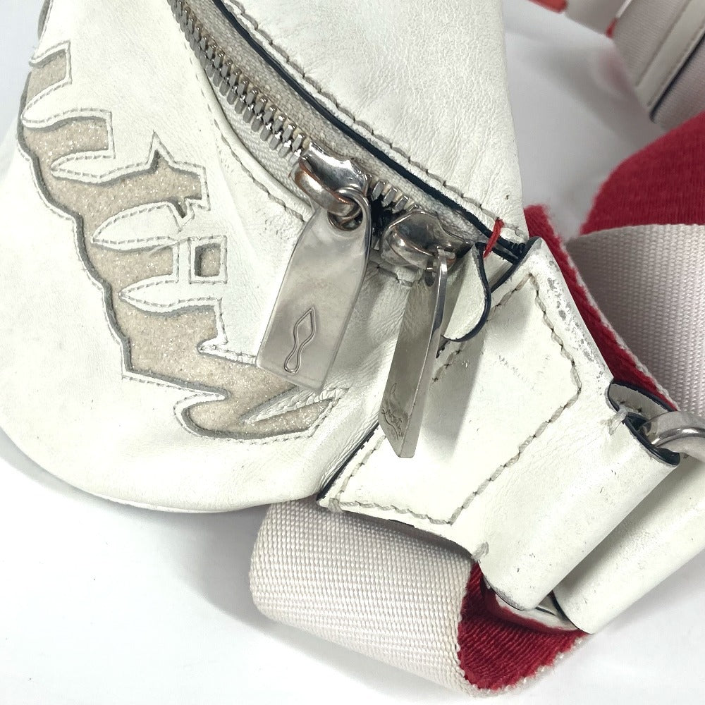Christian Louboutin マリージェーン ロゴ メッシュ カバン ベルトバッグ クロス ショルダーバッグ ボディバッグ レザー ユニセックス ホワイト - brandshop-reference