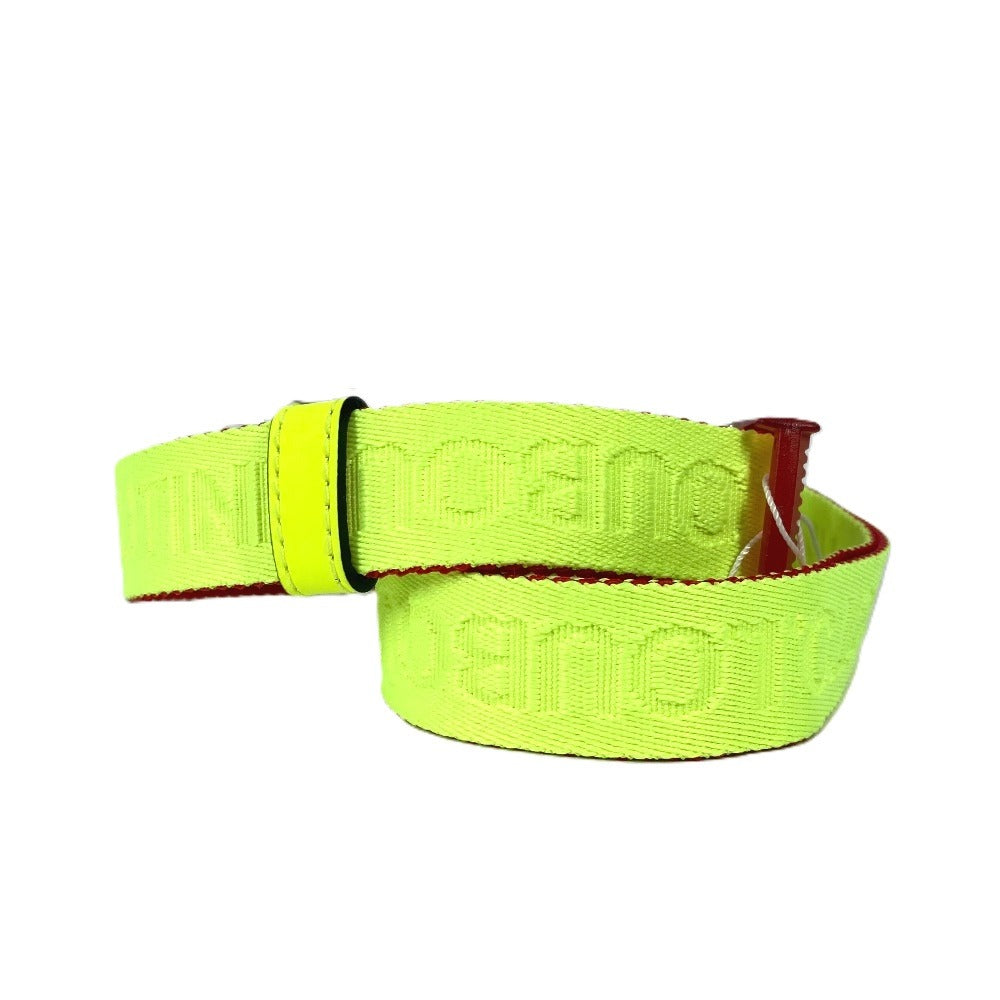 Christian Louboutin 1205286 ロゴ ガチャベルト アクセサリー ベルト キャンバス ユニセックス ネオンイエロー - brandshop-reference