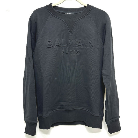 BALMAIN エンボス アパレル トレーナー コットン メンズ ブラック