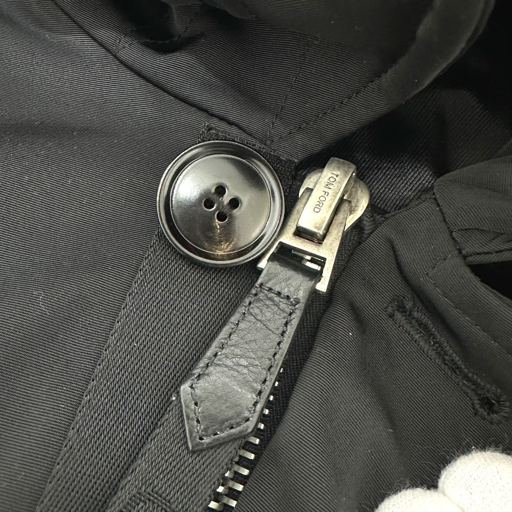 TOM FORD TFO637 WZIP レザーパイピング フーデッド アパレル モッズコート ナイロン メンズ ブラック - brandshop-reference