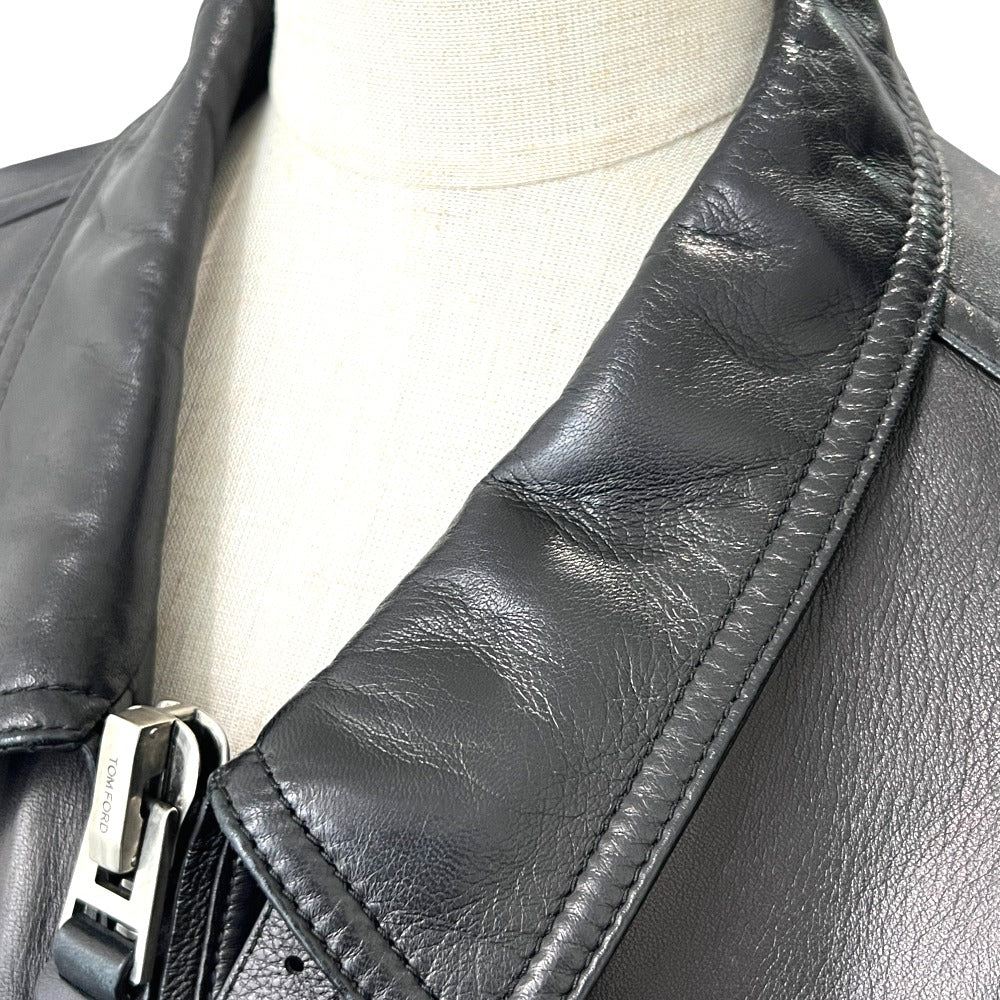 TOM FORD BA408 TFL968 ジップアップ ブルゾン アウター アパレル ライダースジャケット ラムレザー メンズ ブラック