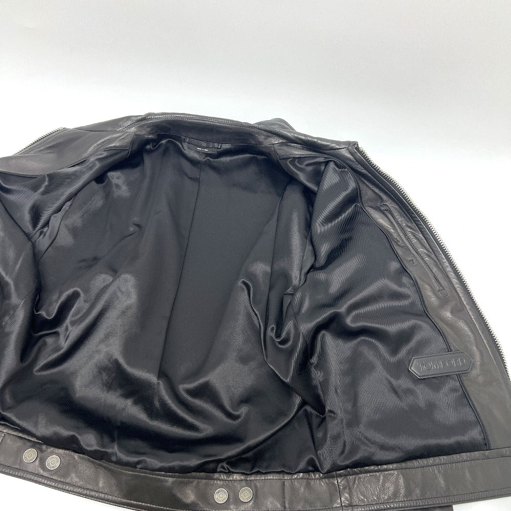 TOM FORD BA408 TFL968 ジップアップ ブルゾン アウター アパレル ライダースジャケット ラムレザー メンズ ブラック