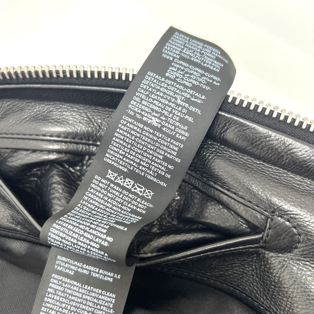 TOM FORD BY475 TFL856 編み込み ジップアップ ダウン アパレル ライダースジャケット レザー メンズ ブラック