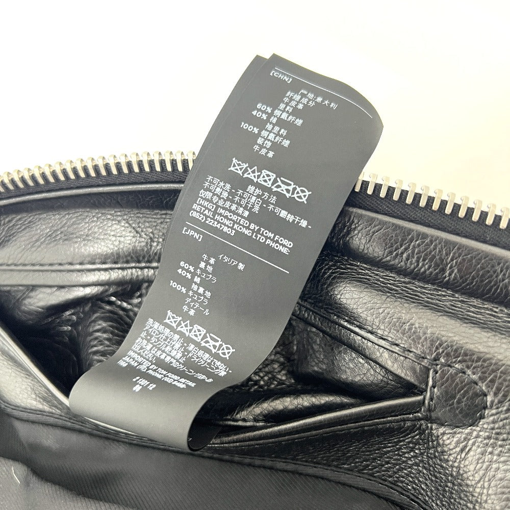 TOM FORD BY475 TFL856 編み込み ジップアップ ダウン アパレル ライダースジャケット レザー メンズ ブラック