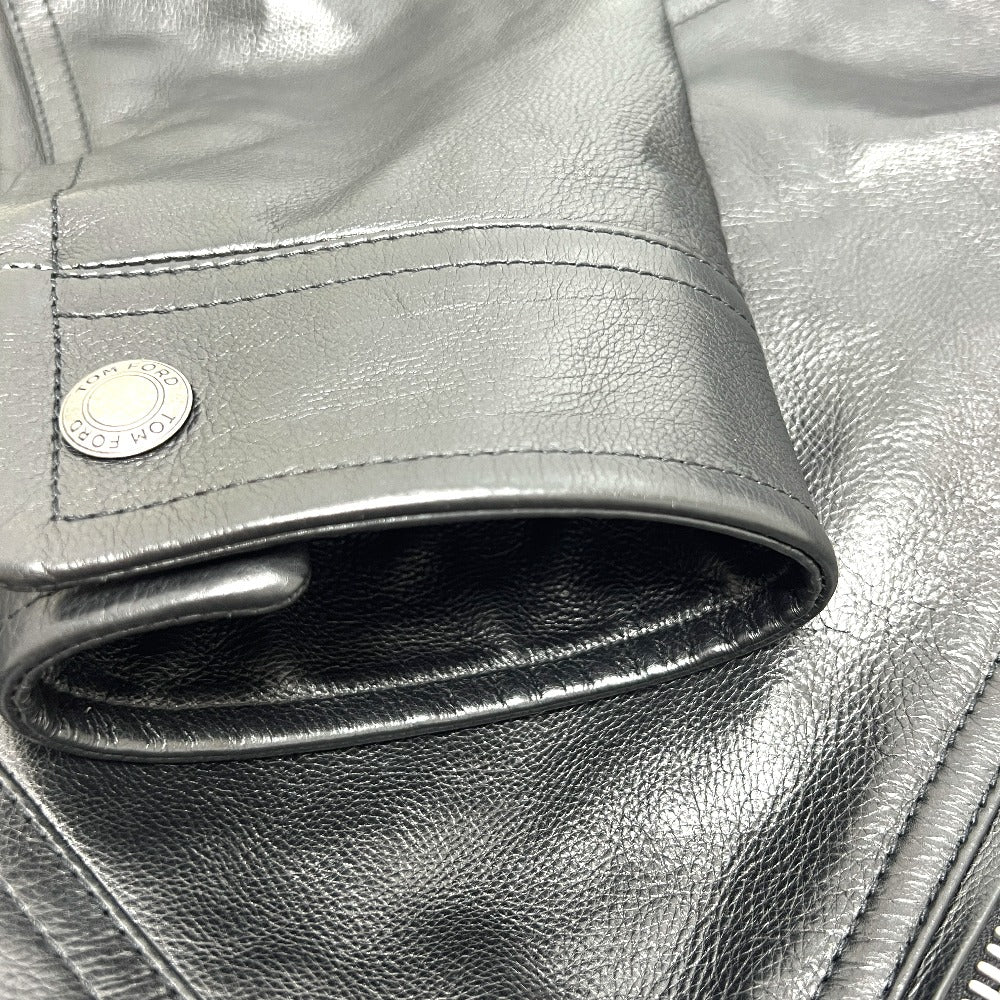 TOM FORD BY475 TFL856 編み込み ジップアップ ダウン アパレル ライダースジャケット レザー メンズ ブラック