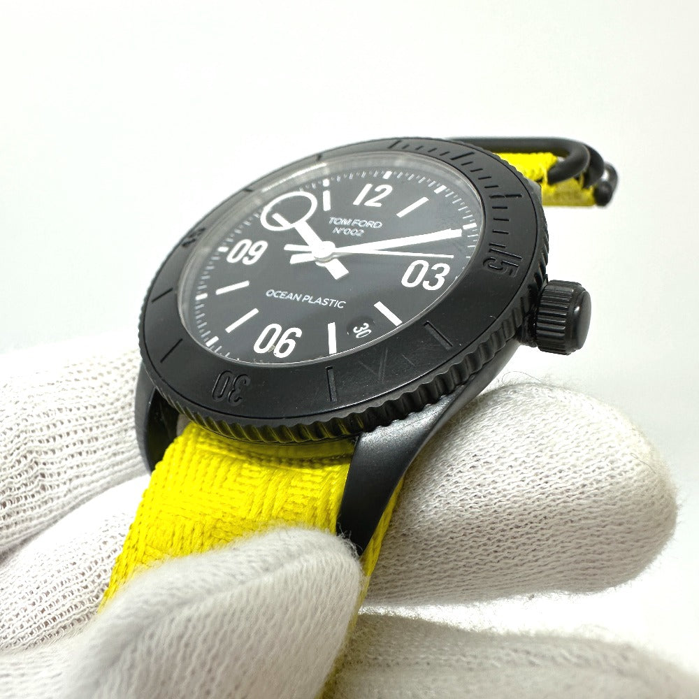 TOM FORD No.002 Ocean Plastic Sports Timepiece Automatic Wristwatch SS Black Used