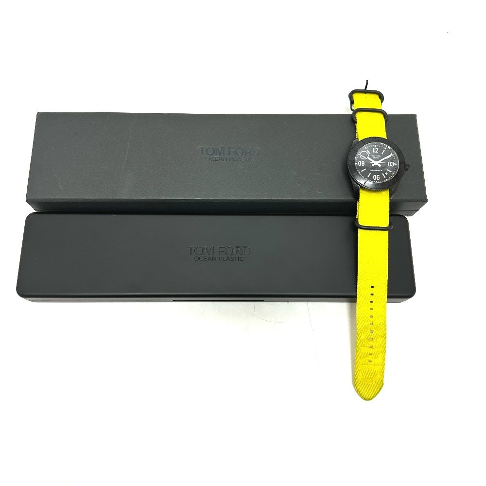 TOM FORD No.002 Ocean Plastic Sports Timepiece Automatic Wristwatch SS Black Used