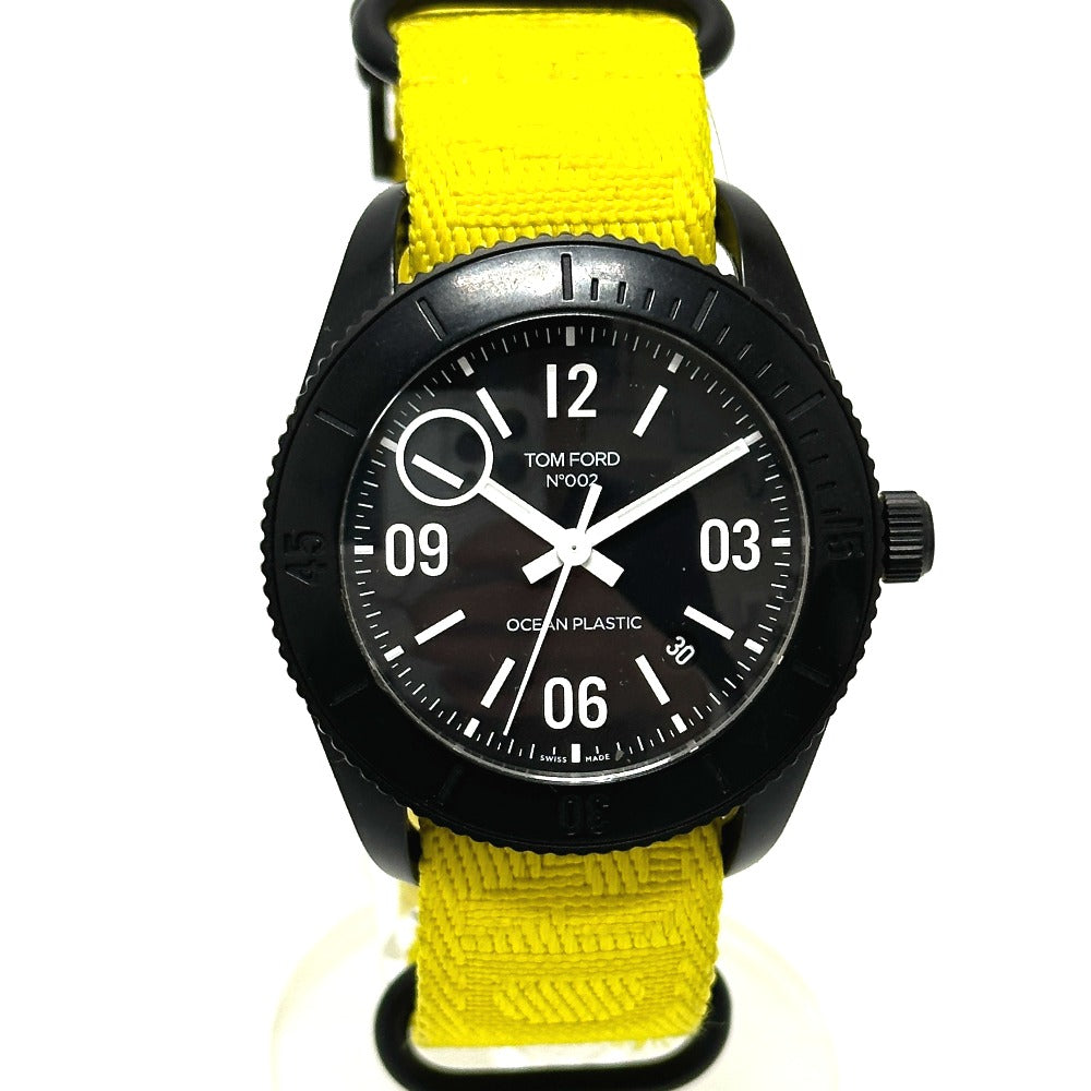 TOM FORD No.002 Ocean Plastic Sports Timepiece Automatic Wristwatch SS Black Used
