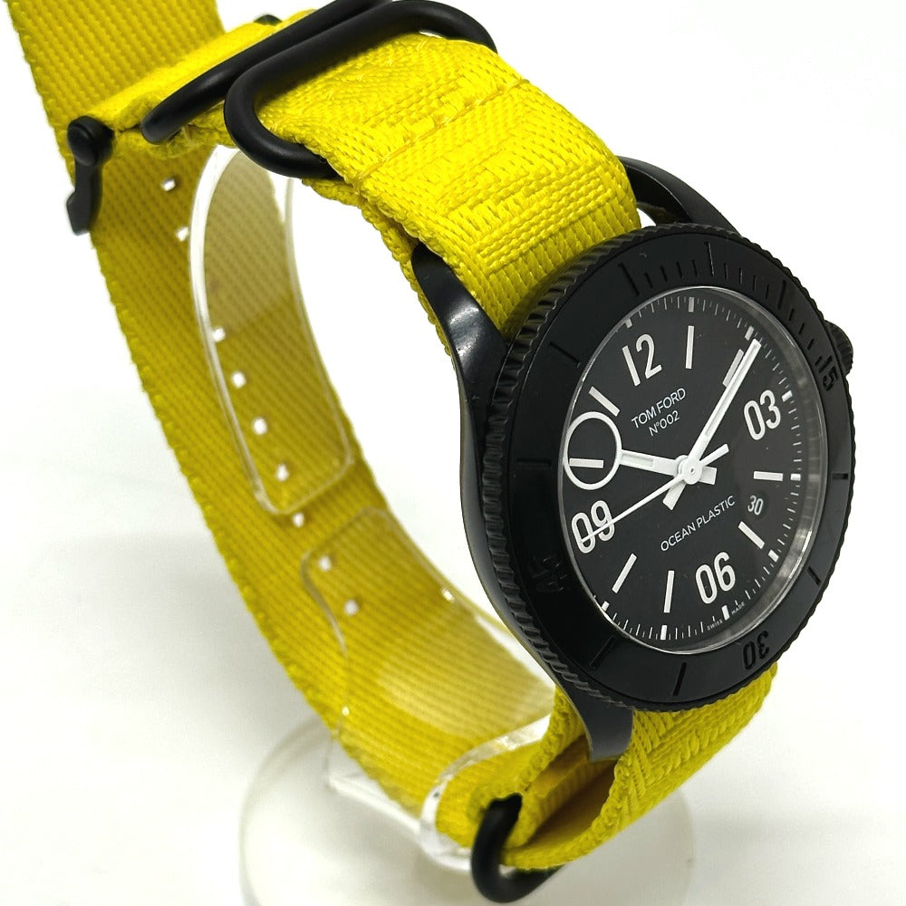TOM FORD No.002 Ocean Plastic Sports Timepiece Automatic Wristwatch SS Black Used