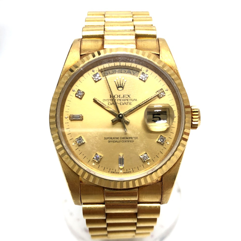 ROLEX 18238A K18 Solid Day Date 10P Diamond Automatic Winding Watch Watch K18 Men's Gold