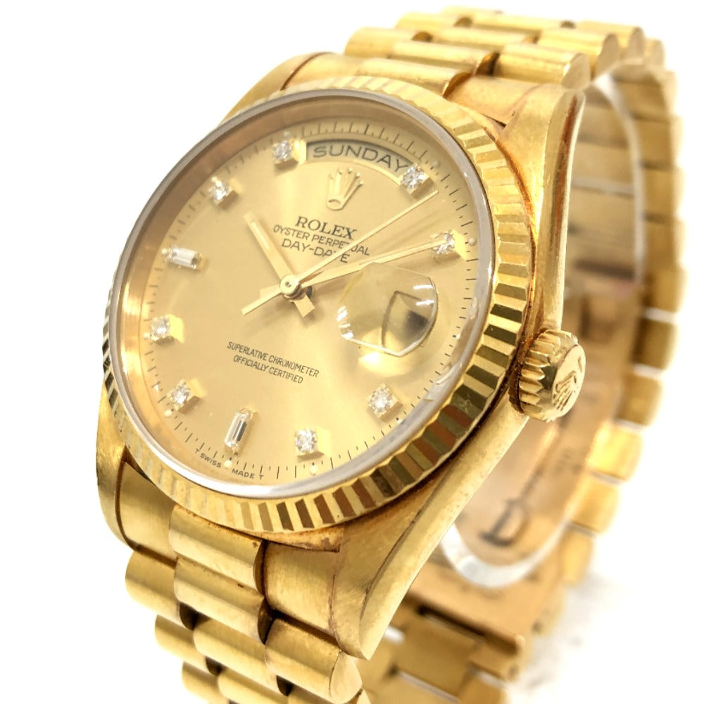 ROLEX 18238A K18 Solid Day Date 10P Diamond Automatic Winding Watch Watch K18 Men's Gold