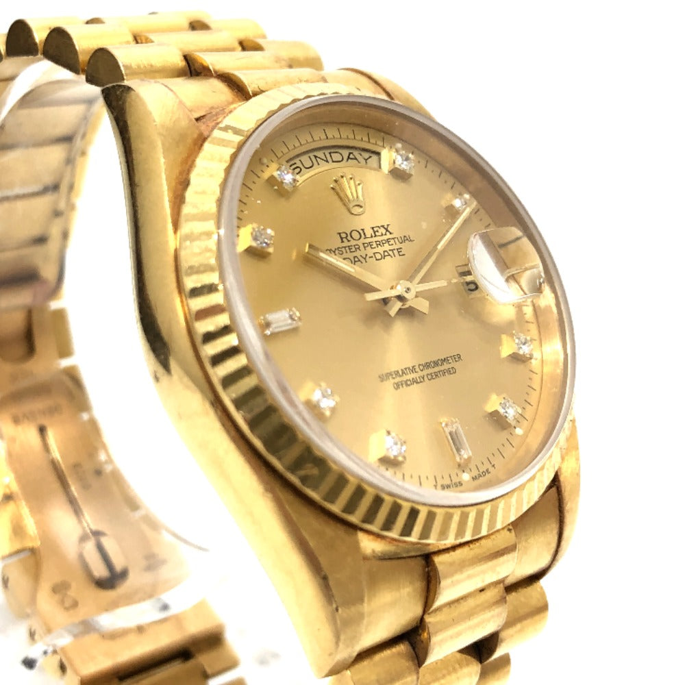 ROLEX 18238A K18 Solid Day Date 10P Diamond Automatic Winding Watch Watch K18 Men's Gold