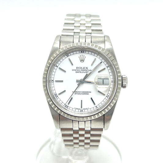 ROLEX 16220 Datejust 36 Datejust R-number Automatic Watch, Stainless Steel/White Gold, Men's, Silver