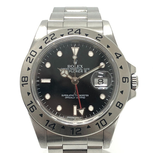ROLEX 16570 エクスプローラー2 X番 自動巻き デイト ウォッチ ブラックダイヤル 腕時計 SS メンズ シルバー