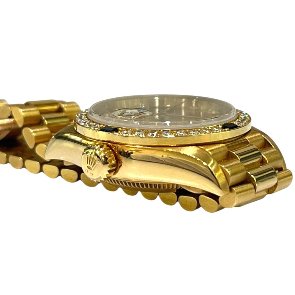 ROLEX 69088 デイトジャスト K18無垢 10Pダイヤ ベゼル ダイヤモンド×サファイア 自動巻き 腕時計 K18YG レディース ゴールド