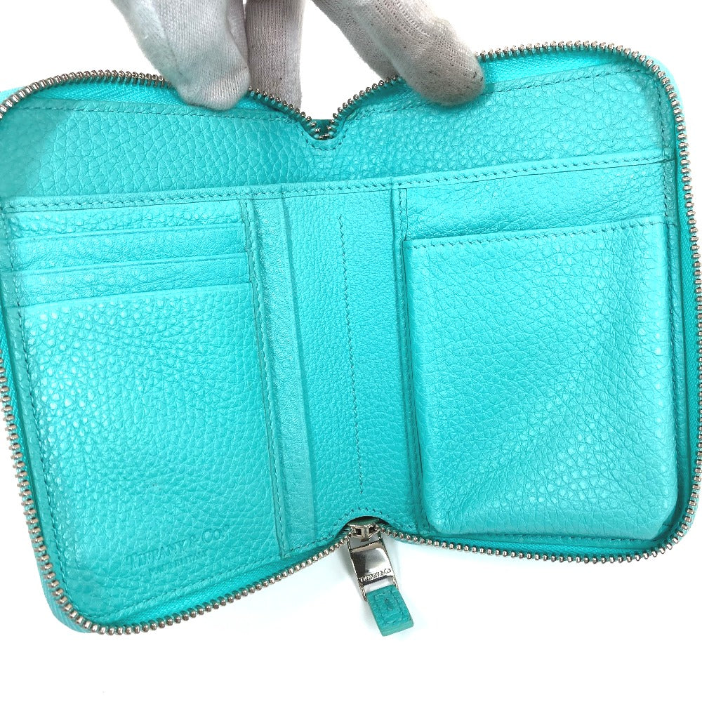 TIFFANY&Co. 名刺入れ パスケース 札入れ ２つ折り ポーチ マルチケース カードケース レザー レディース ティファニーブルー ブルー
