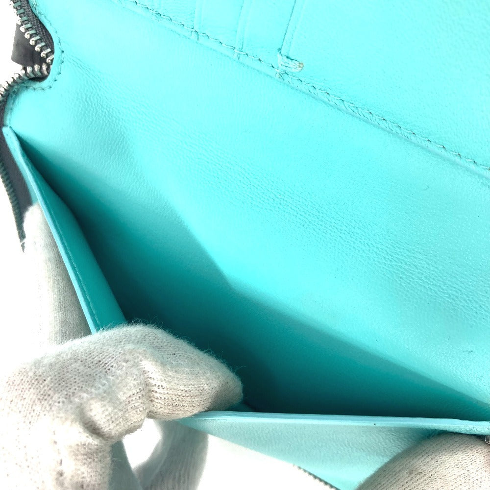 TIFFANY&Co. Smartphone pouch Card Case Business card holder Pass case logo Zip Around Pouch Leather gray Used