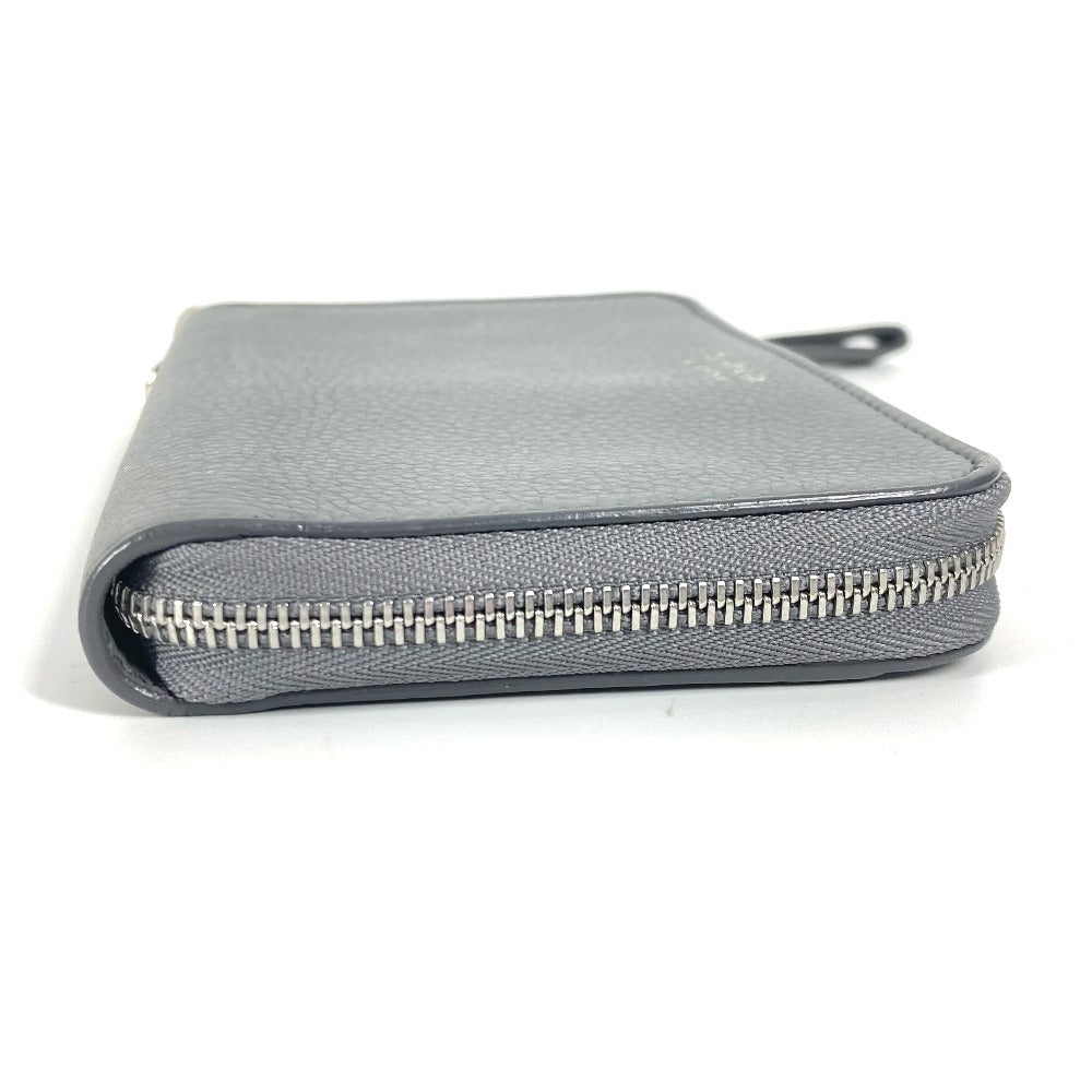 TIFFANY&Co. Smartphone pouch Card Case Business card holder Pass case logo Zip Around Pouch Leather gray Used