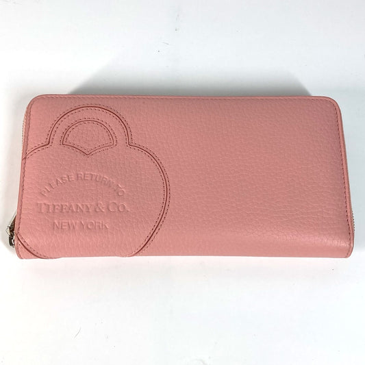 TIFFANY &amp; Co. 72458575 Japan-exclusive Return to Tiffany Heart Large Zip Wallet, Women's Leather, Blush Pink