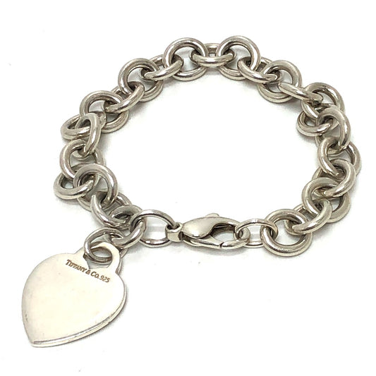 TIFFANY & Co. Return to Heart Tag Accessory Chain Jewelry Bangle Bracelet SV925 Silver for Women