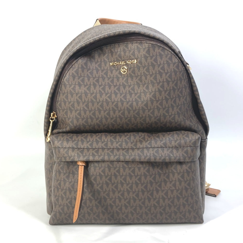 Michael Kors Monogram SLATER Backpack (30T0G04B6B) in PVC and Leather, Unisex, Brown