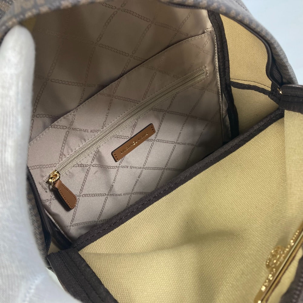 Michael Kors Monogram SLATER Backpack (30T0G04B6B) in PVC and Leather, Unisex, Brown