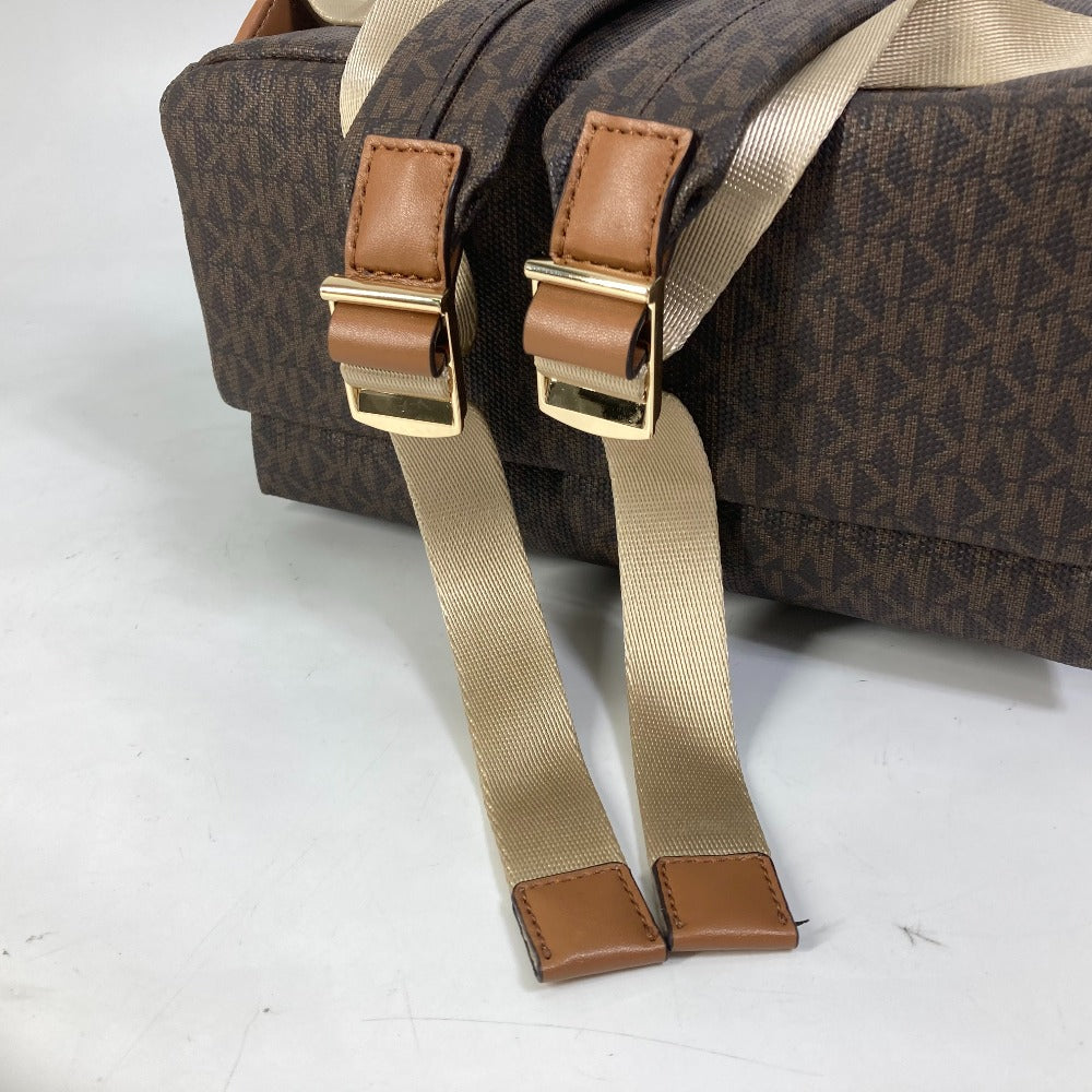 Michael Kors Monogram SLATER Backpack (30T0G04B6B) in PVC and Leather, Unisex, Brown