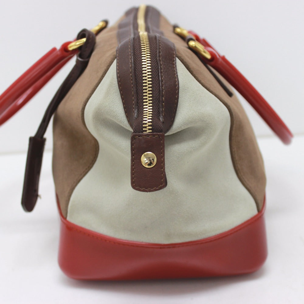 FURLA Suede Boston Bag, Brown, Women's