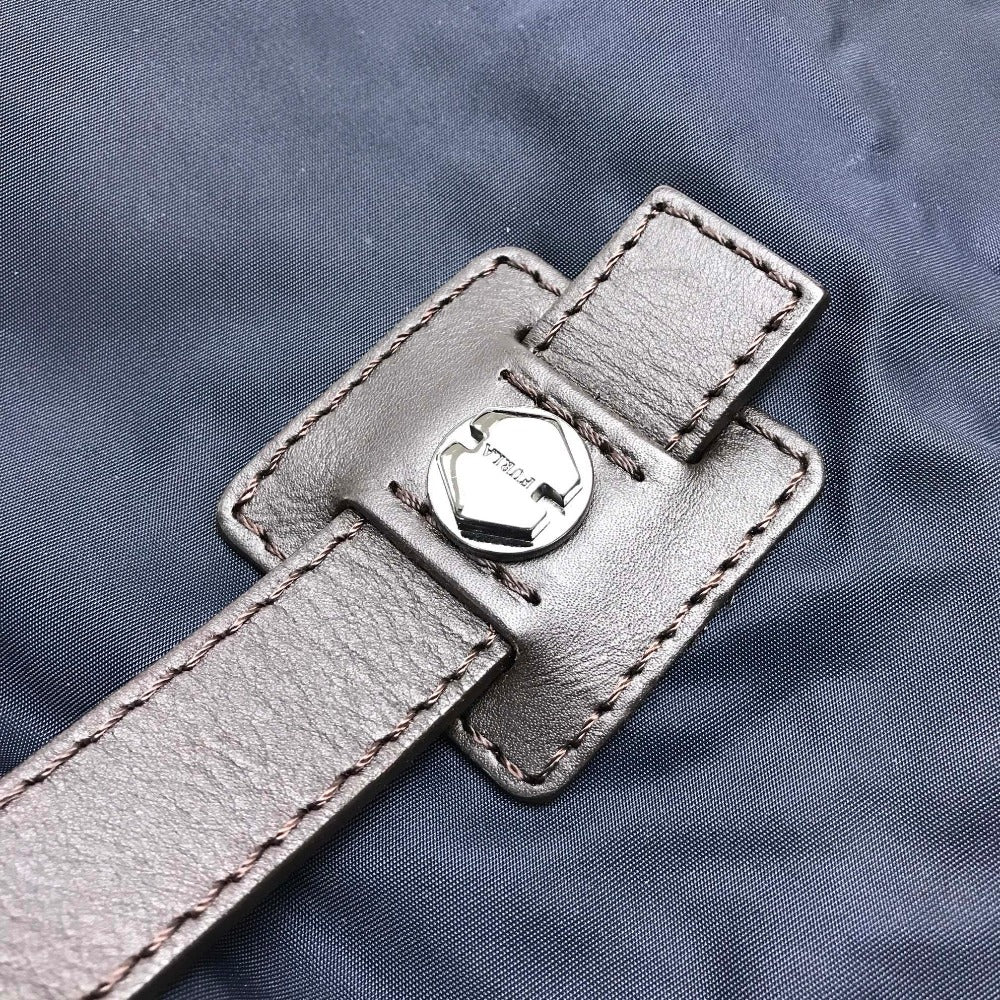 FURLA トートバッグ カバン ショルダーバッグ ナイロン/レザー レディース ネイビー×ダークブラウン