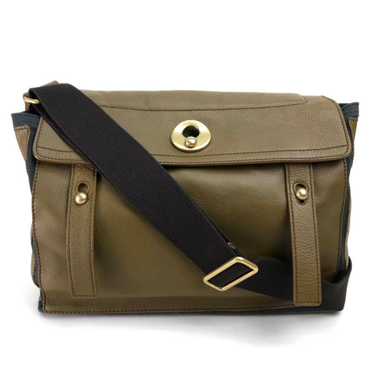 YVES SAINT LAURENT 265707 Muse Two Shoulder Bag in Canvas/Leather, Brown