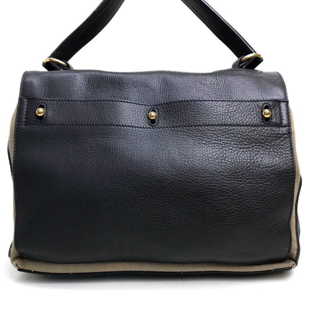 YVES SAINT LAURENT 229680 Muse Two One-Shoulder Bag Shoulder Bag Handbag Canvas/Leather Women's Gray Dark Gray x Beige