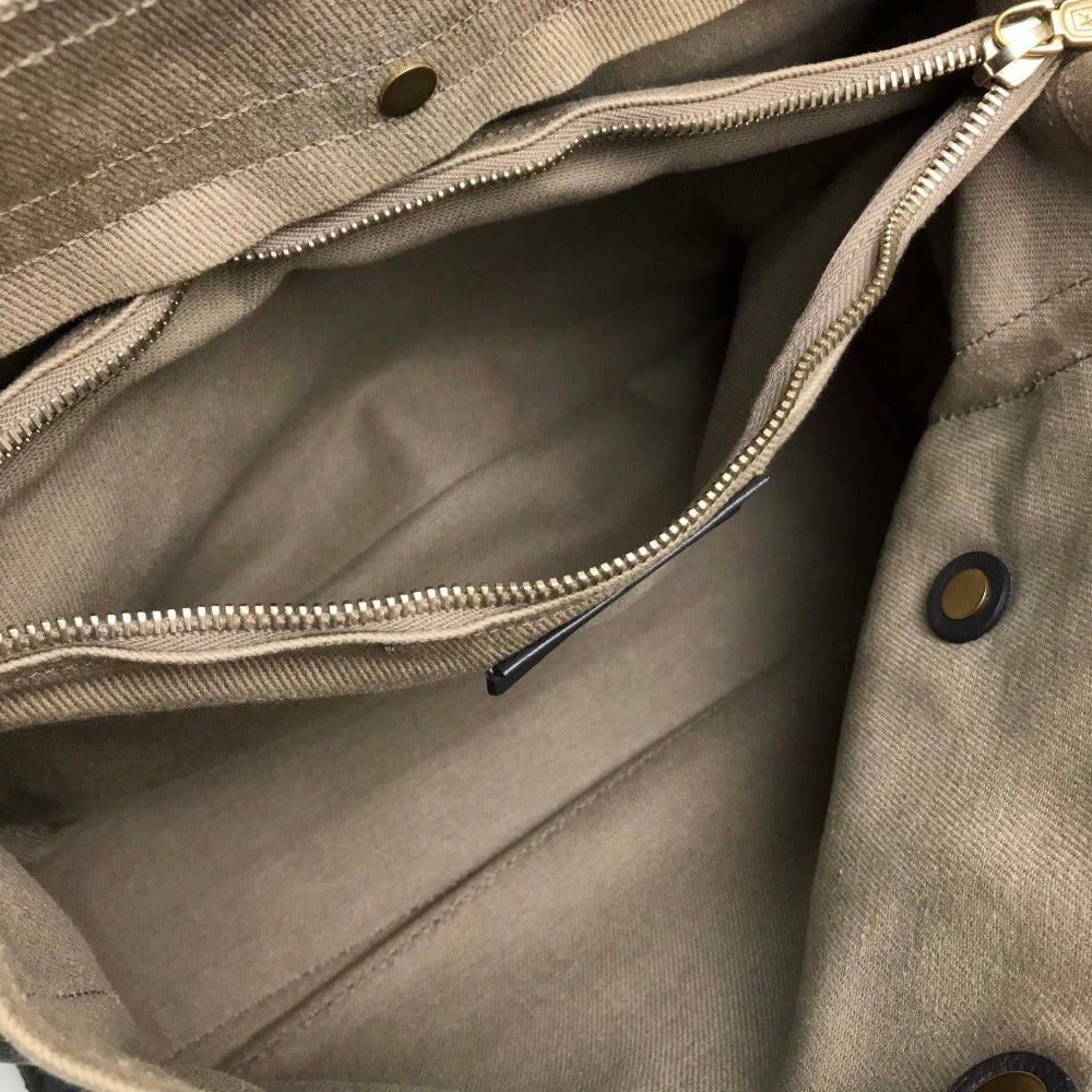 YVES SAINT LAURENT 229680 Muse Two One-Shoulder Bag Shoulder Bag Handbag Canvas/Leather Women's Gray Dark Gray x Beige
