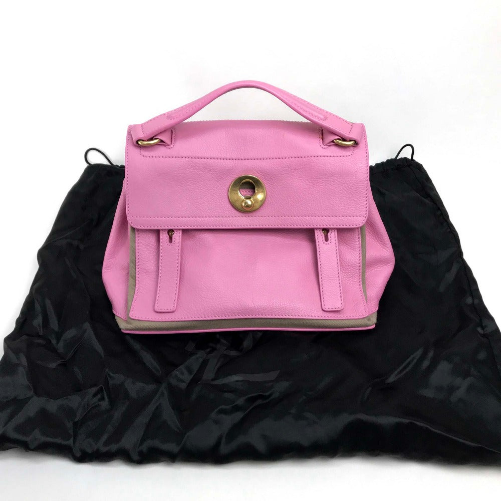 YVES SAINT LAURENT 283761 ショルダーバッグ 斜め掛け ミューズトゥ カバン 2WAYハンドバッグ レザー レディース ピンク ピンク