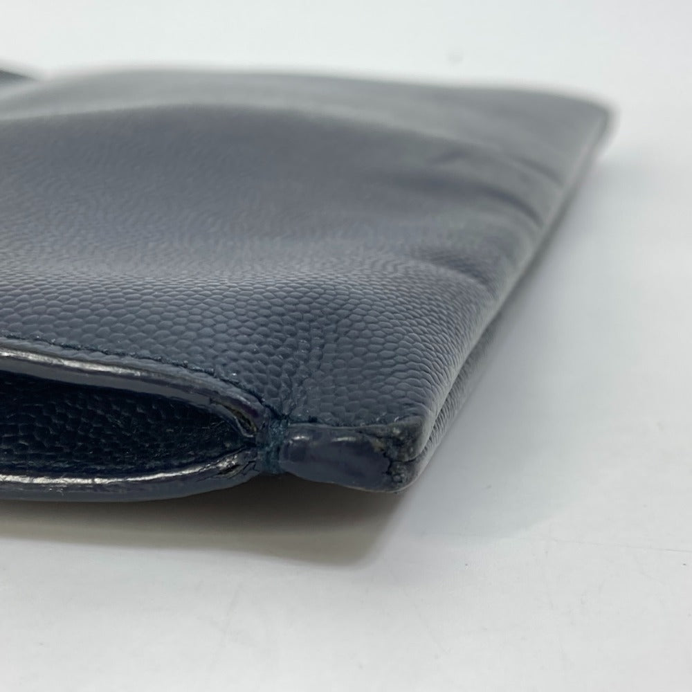 SAINT LAURENT PARIS 397294 Classic Saint Laurent Mini Zip Tablet Sleeve Pouch Clutch Bag Leather Men's Dark Navy