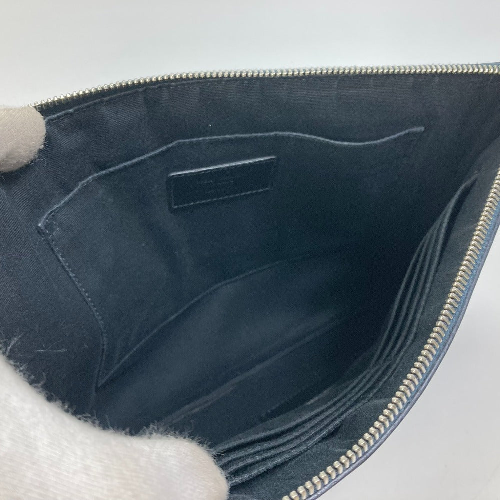 SAINT LAURENT PARIS 397294 Classic Saint Laurent Mini Zip Tablet Sleeve Pouch Clutch Bag Leather Men's Dark Navy