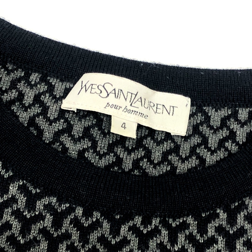 YVES SAINT LAURENT ヴィンテージ Y総柄 アパレル トップス 長袖 セーター ウール メンズ ネイビー