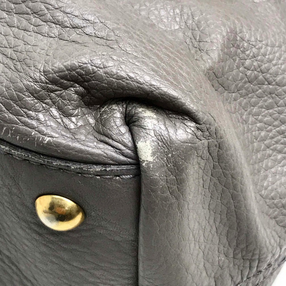 YVES SAINT LAURENT Reversible Sac Double Shoulder Bag/Tote Bag in Leather, Charcoal Gray