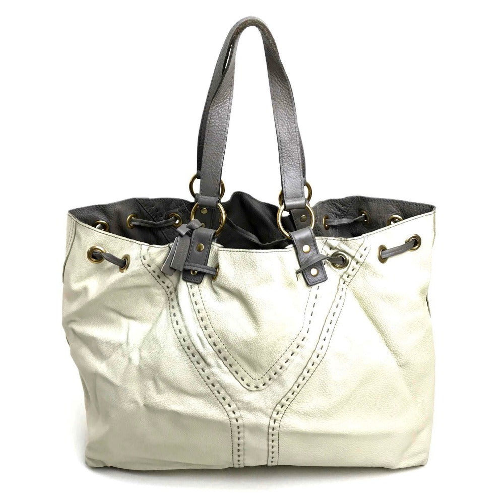 YVES SAINT LAURENT Reversible Sac Double Shoulder Bag/Tote Bag in Leather, Charcoal Gray