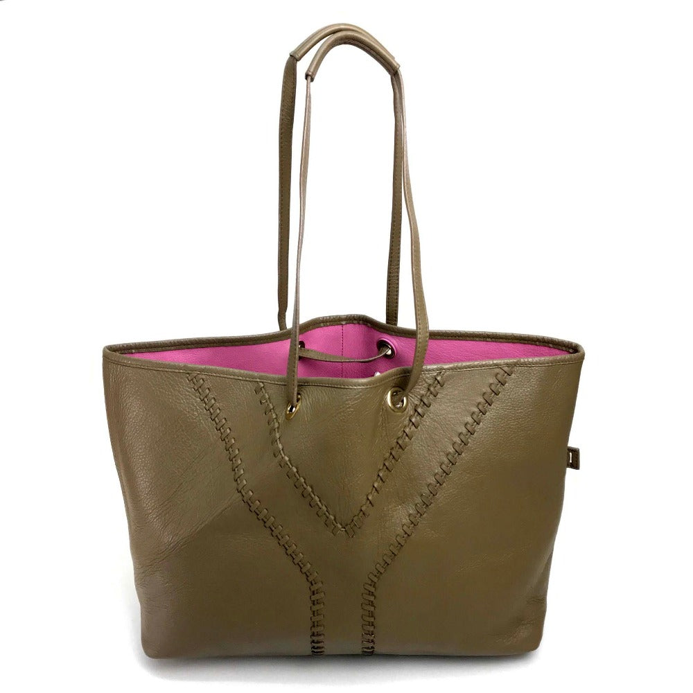 YVES SAINT LAURENT 284650 Neo Double Reversible Handbag/Tote Bag, Leather, Unisex, Charcoal Gray