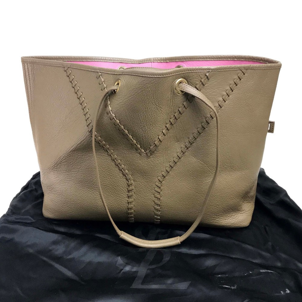 YVES SAINT LAURENT 284650 Neo Double Reversible Handbag/Tote Bag, Leather, Unisex, Charcoal Gray