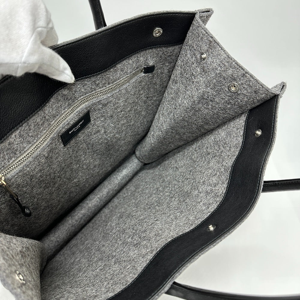 SAINT LAURENT PARIS 632539 ショルダーバッグ 肩掛け ハンドバッグ リヴゴーシュ  RIVE GAUCHE カバン トートバッグ フェルト レディース グレー - brandshop-reference
