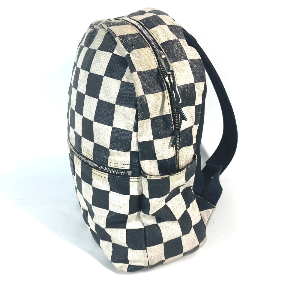 SAINT LAURENT PARIS 609109 格子柄 バックパック カバン リュックサック レザー/コーティングキャンバス メンズ ベージュ