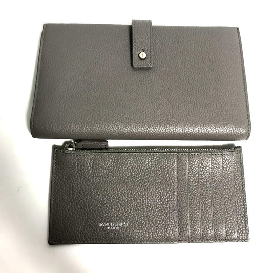 YVES SAINT LAURENT 504981 ロングウォレット サックドジュール コインケース付き 小銭入れ 長財布 レザー レディース グレー