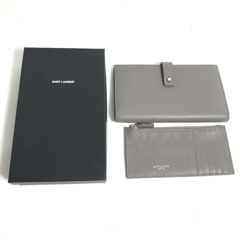 YVES SAINT LAURENT 504981 Sac de Jour Long Wallet with Coin Case, Long Leather Wallet, Women's, Gray