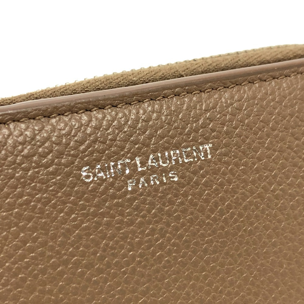 SAINT LAURENT PARIS 668319 ロゴ 2つ折り財布 財布 ウォレット コンパクト財布 2つ折り財布 レザー レディース ブラウン