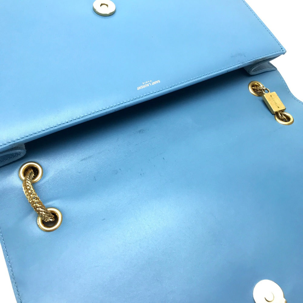 SAINT LAURENT PARIS Shoulder Bag, Crossbody Bag, Chain Clutch Bag, Leather Shoulder Bag, Women's, Sky Blue